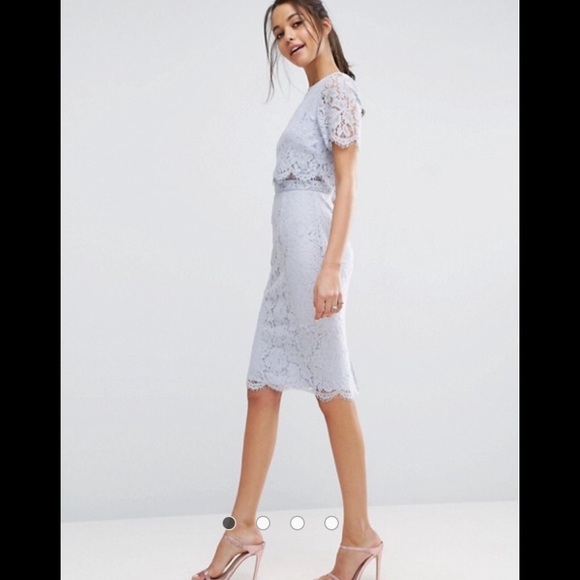 ❌SOLD❌ASOS lace crop top midi pencil dress size 2 - Picture 4 of 7